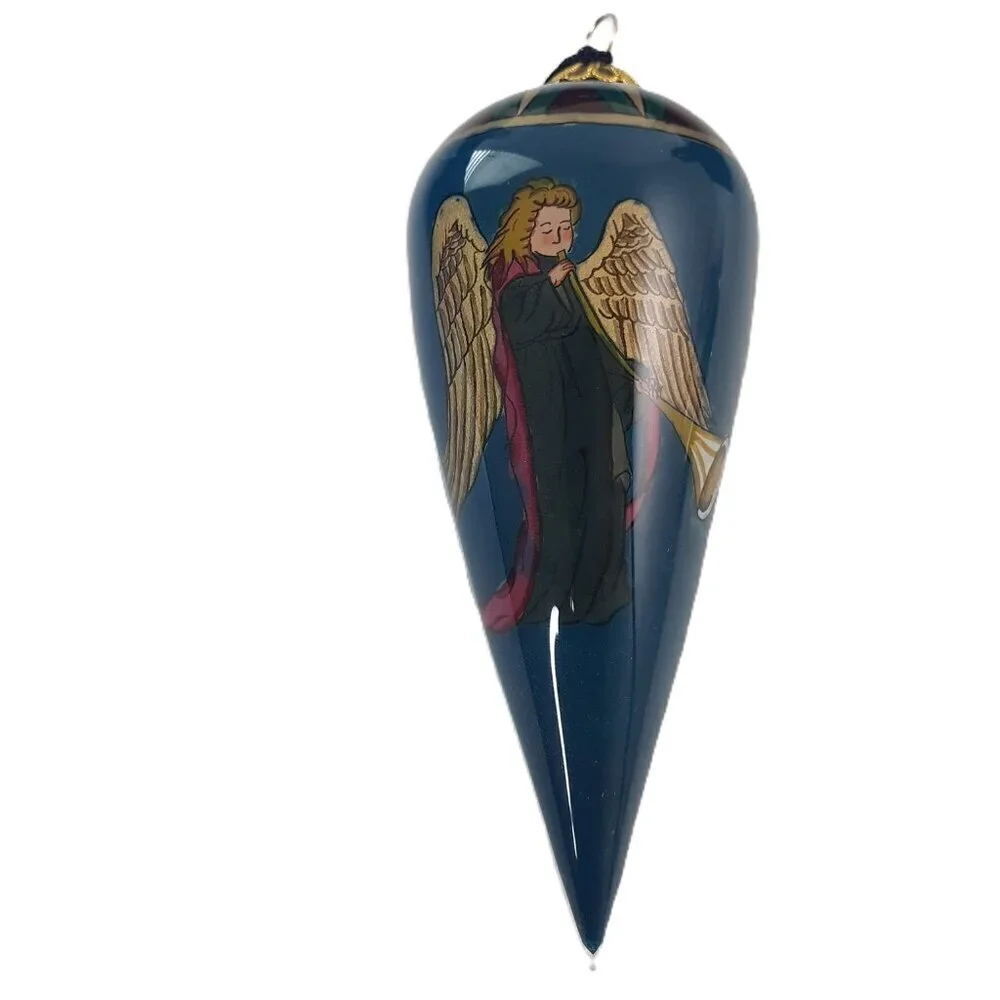 7-Angel Glass Ornaments Reversed Painted (Bells 3